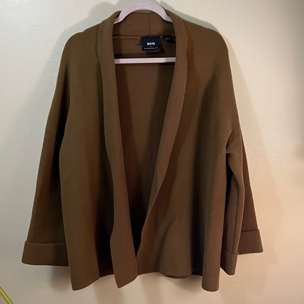 Maeve Tan Open-Front Cardigan